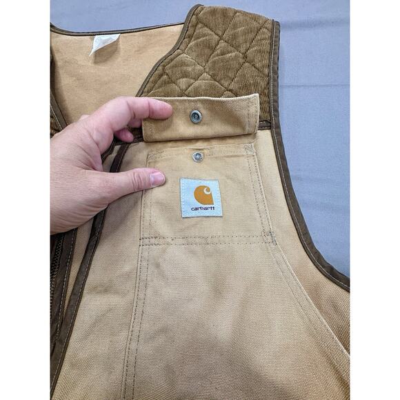 Vintage Carhartt Hunting Vest Brown Duck Game Pouches Men’s XL - Picture 7 of 10
